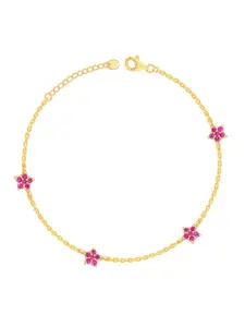 GIVA kid's 925 Silver Gold-Plated Zircons Studded Adorable Star Anklets