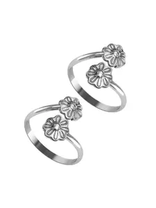 LeCalla 925 Sterling Silver Rhodium-Plated Cubic Zirconia Studded Toe Rings