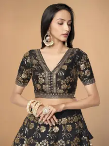 DIVASTRI Embroidered Sequinned Semi-Stitched Lehenga & Unstitched Choli With Dupatta