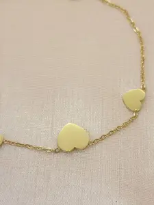 DressBerry Stainless Steel Gold-Plated Three Hearts Chain Wraparound Bracelet