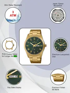 maxima Men Brass Dial & Stainless Steel Bracelet Style Straps Analogue Watch 71573CMGY