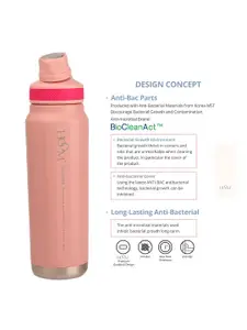 HOOM Pink & Silver-Toned Single Stainless Steel Solid Double Wall Vacuum Water Bottle