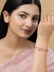 TEEJH Women Rose Gold-Plated Wraparound Bracelet