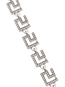 Voylla Men Cubic Zirconia Rhodium-Plated Link Bracelet