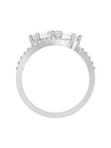 ANAYRA 92.5 Sterling Silver Artificial Stones Studded Finger Ring