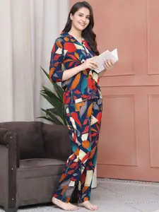 Claura Women Floral Printed Shirt Pyjamas Night suit