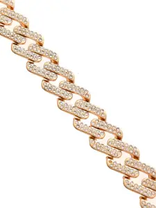 Voylla Men Cubic Zirconia Handcrafted Gold-Plated Link Bracelet