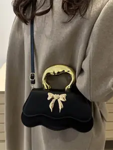 HAUTE SAUCE by  Campus Sutra HAUTE SAUCE by Campus Sutra Women's Black Vegan Leather Hand Bag