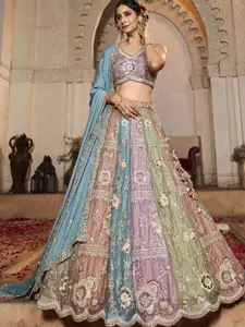 panchhi Embellished Sequinned Semi-Stitched Lehenga & Unstitched Blouse With Dupatta