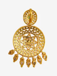 Kushal's Fashion Jewellery 92.5 Pure Silver Gold-Plated Stone Studded Contemporary Pendant