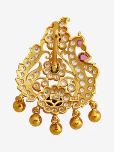 Kushal's Fashion Jewellery 92.5 Pure Silver Gold-Plated Stone Studded Temple Pendant