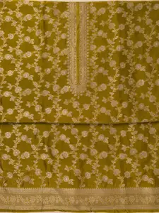 Koskii Floral Embroidered Zariwork Satin Unstitched Dress Material