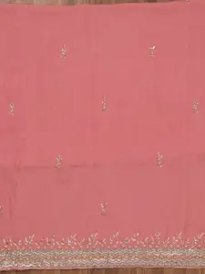 Koskii Floral Embroidered Beads and Stones Tissue Unstitched Dress Material