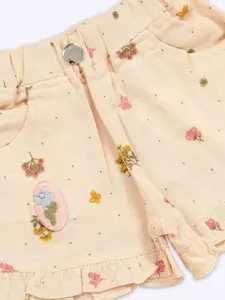 Babys Day Girls Floral Printed Pure Cotton Top With Shorts