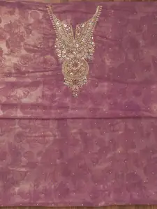 Koskii Ethnic Motifs Embellished Tissue Unstitched Dress Material