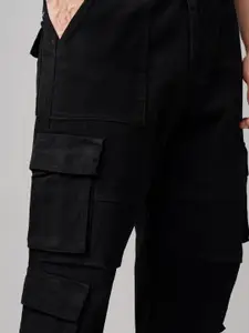 PAUL STREET Men Relaxed Loose Fit Cotton Cargos Trousers