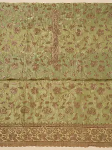 Koskii Floral Embroidered Zariwork Raw Silk Unstitched Salwar Suit
