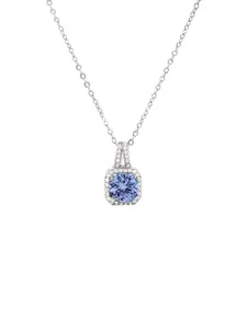 OOMPH Cubic Zirconia Studded Square Shaped Pendants with Chains