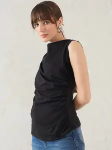 FEMMELLA Women Solid Boat Neck Cotton Top