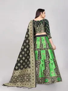 DIVASTRI Woven Design Zari Jacquard Semi-Stitched Lehenga & Unstitched Blouse With Dupatta