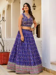 ODETTE Printed Ready to Wear Lehenga & Blouse With Dupatta