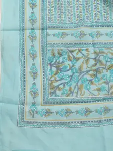 Meena Bazaar Floral Printed Sequinned Cotton Unstitched Dress Material