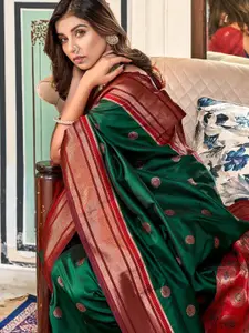 DEVATITHI Green Soft Paithani Silk Saree