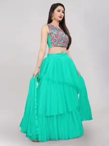 DIVASTRI Floral Embroidered Thread Work Semi-Stitched Lehenga Choli With Dupatta