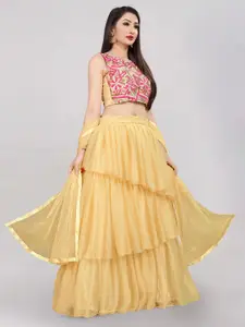 DIVASTRI Floral Embroidered Semi-Stitched Lehenga Choli
