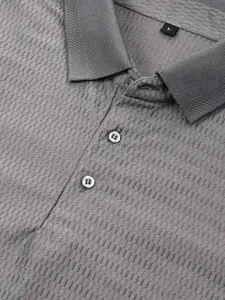 Moda Rapido Men Self Design Polo Collar Cotton T-shirt