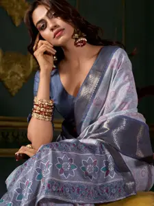 DEVATITHI Grey Soft Silk Saree