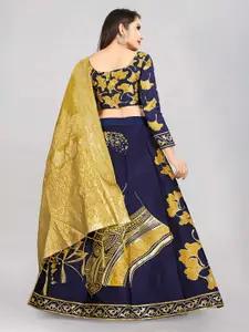 DIVASTRI Floral Woven Design Jacquard Semi-Stitched Lehenga & Unstitched Blouse & Dupatta