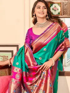 DEVATITHI Green Soft Paithani Silk Saree