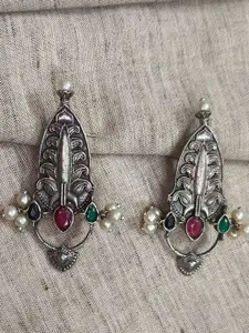 Molcha Artificial Stones Studded Contemporary Shaped Oxidised Studs