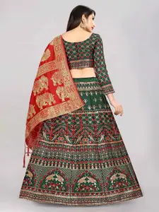 DIVASTRI Floral Woven Design Zari Jacquard Semi-Stitched Lehenga With Blouse & Dupatta