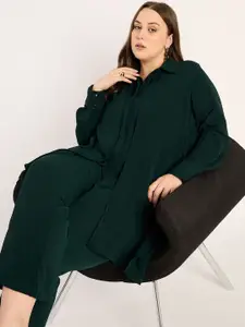 FEMMELLA Shirt Collar Asymmetric Top With Trousers