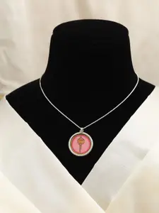 Exotic India Hand-Painted Lord Hanuman Weapon Mace Gada Pendant in Sterling Silver