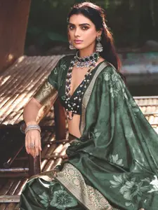 Sangria Floral Digital Printed Saree With Blouse Piece