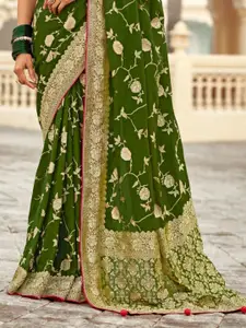 DEVATITHI Woven Design Zari Green Banarasi Silk Saree
