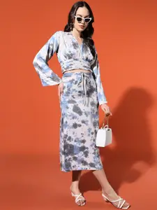 BRIJAL LAD Tie & Dye Printed A-Line Midi Skirt