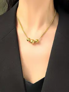 MEENAZ Stainless Steel Gold-Plated Beads Shaped Pendants With Chains