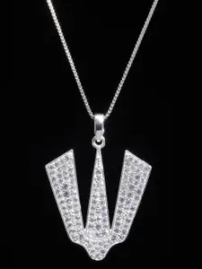 Exotic India Sterling Silver Tirupati Balaji Tilak Pendant with Cubic Zirconia