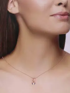 KAI JEWEL Sterling Silver Rose Gold-Plated Cubic Zirconia Pendants with Chain