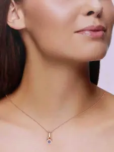 KAI JEWEL 925 Sterling Silver Rose-Gold Plated Cubic Zirconia Pendant Chain