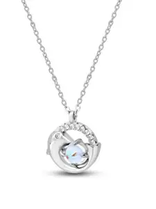 Zavya Radiance Rhodium Plated 925 Sterling Silver Cubic Zirconia Pendant with Chain