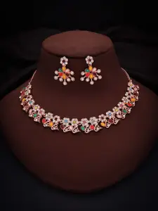 Anouk Gold-Plated Artificial Stones And Beads Necklace And Earrings