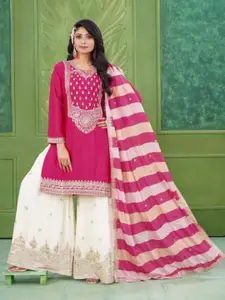 SHREE KHODAL FASHION Women Motifs Embroidered Sequinned Kurta with Sharara & Dupatta