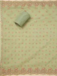 Koskii Floral Embroidered Beads and Stones Organza Unstitched Dress Material