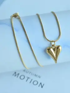 DressBerry Gold-Plated Stainless Steel Heart Shaped Anti Tarnish Pendants With Chains