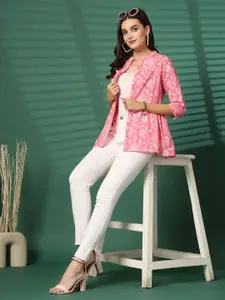 SUBAGI FASHION Floral Printed Gathers Cotton Shrug